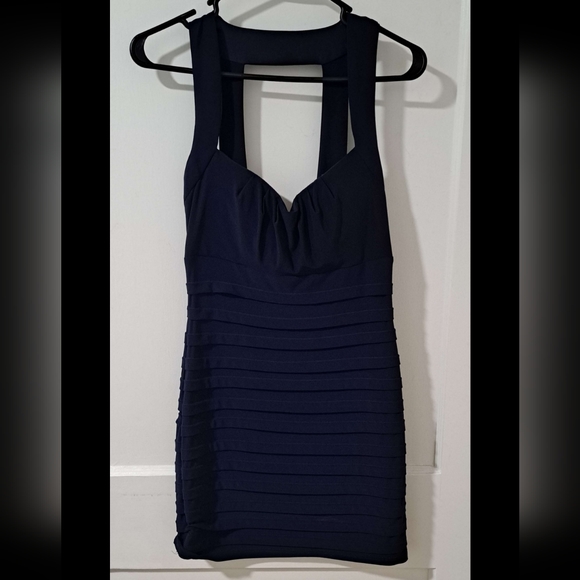 COPY - B Darlin Navy Blue Heartneck Bodycon Mini Cocktail Dress Size 12 - Picture 3 of 6